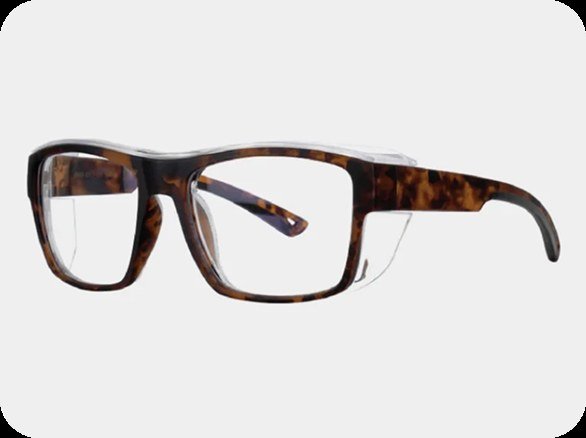 Tortoiseshell prescription safety glasses with clear side shields